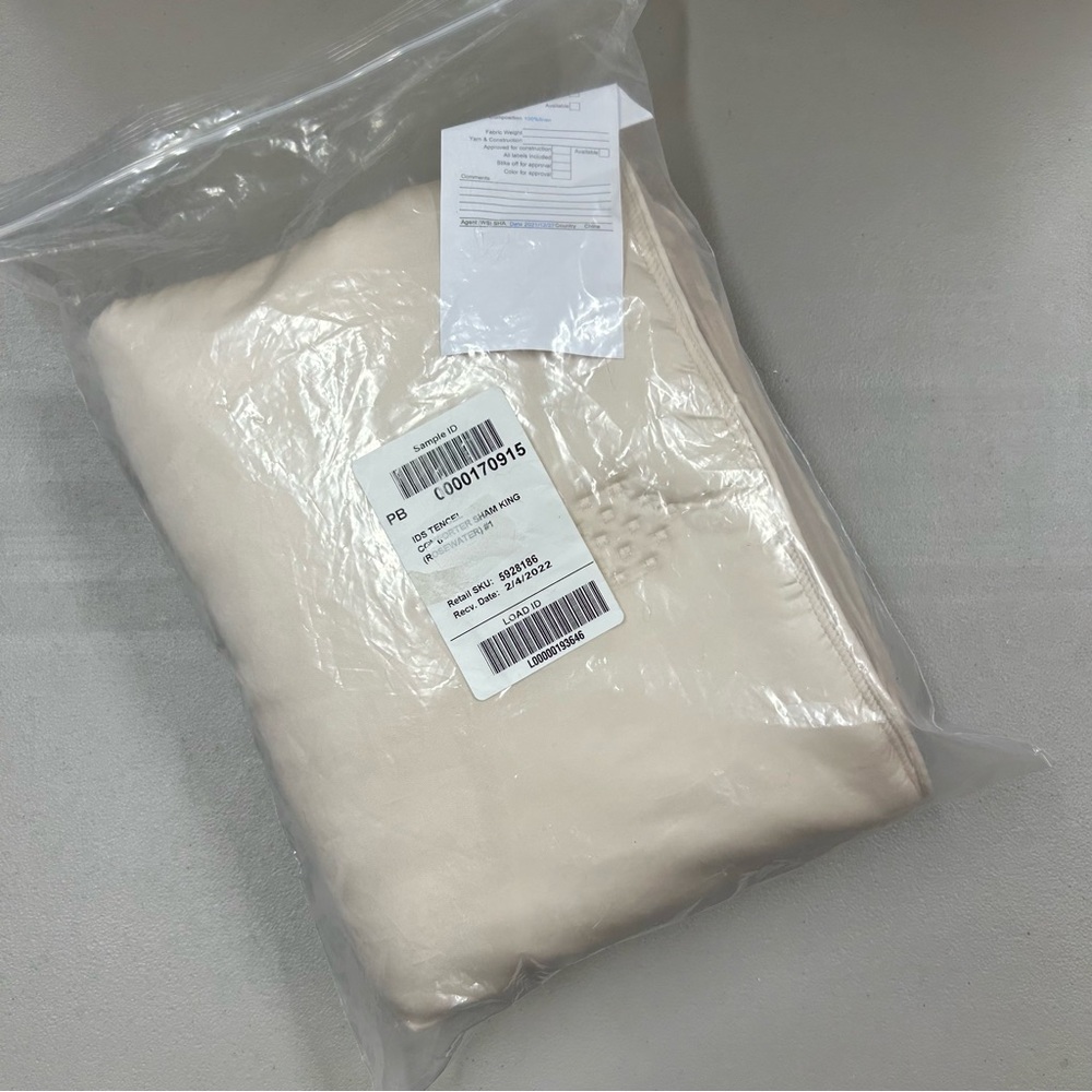 Pottery Barn Tencel Comforter KING Pillow Sham Cover in Rosewater (Pink / Beige)
